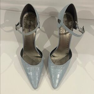 BCBGirls Sky Blue Croc-Patterned Heels